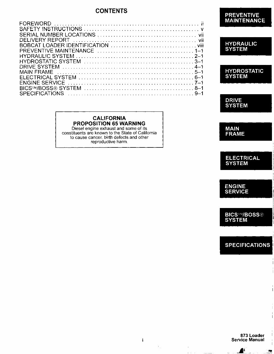 Bobcat 873 Skid Steer Loader Service & Repair Manual preview img 4