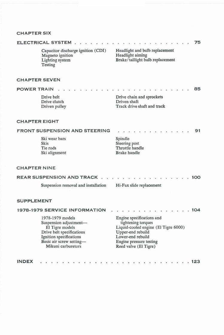 1974 ARCTIC CAT PANTHER 440 VIP Factory Service & Work Shop Manual preview img 4