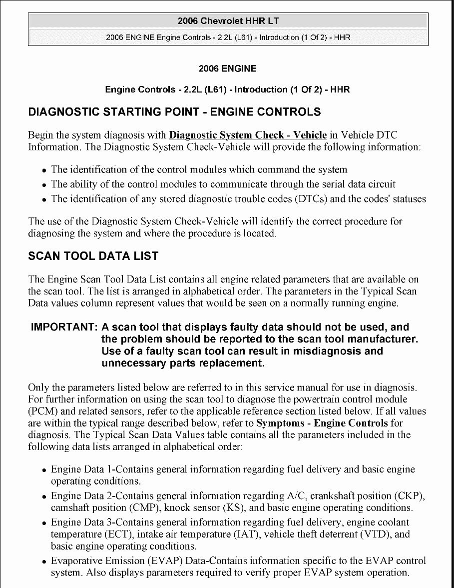 2009-2011 Chevrolet HHR LS, LT, 2LT, SS Models Service & Repair Manual preview img 1