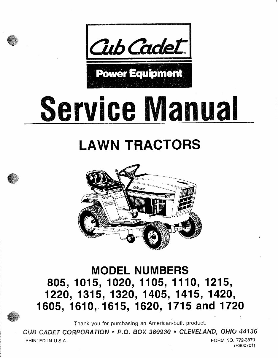 Cub Cadet 1720 Lawn Tractor Workshop Service Repair Manual preview img 1
