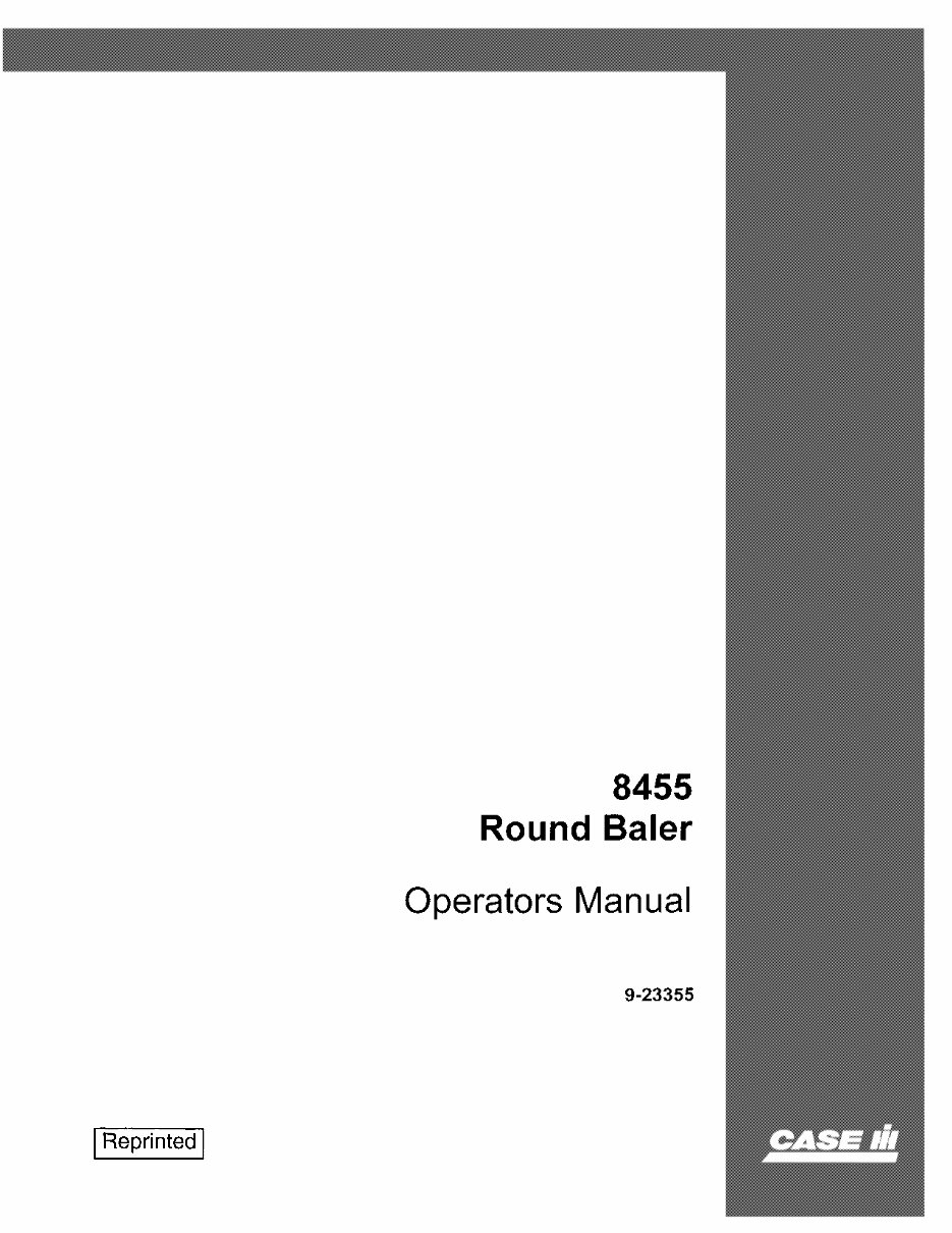 CASE IH 8455 ROUND BALER Operators Manual preview img 1