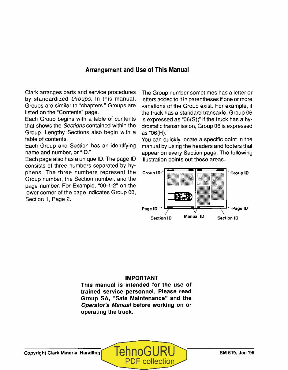 Clark G127, GP127, G127E, GP127E Forklift Service Repair Workshop Manual preview img 3