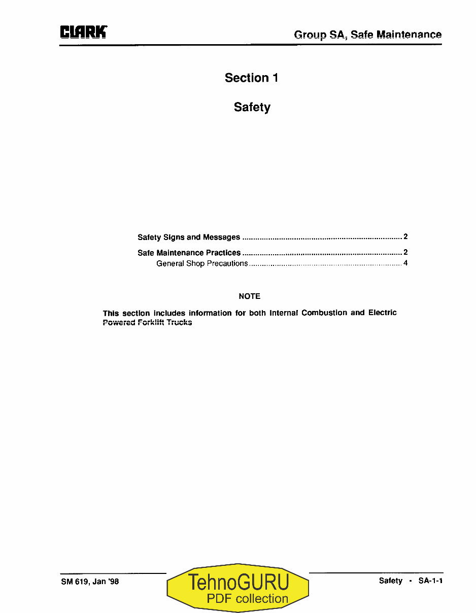 Clark G127, GP127, G127E, GP127E Forklift Service Repair Workshop Manual preview img 7