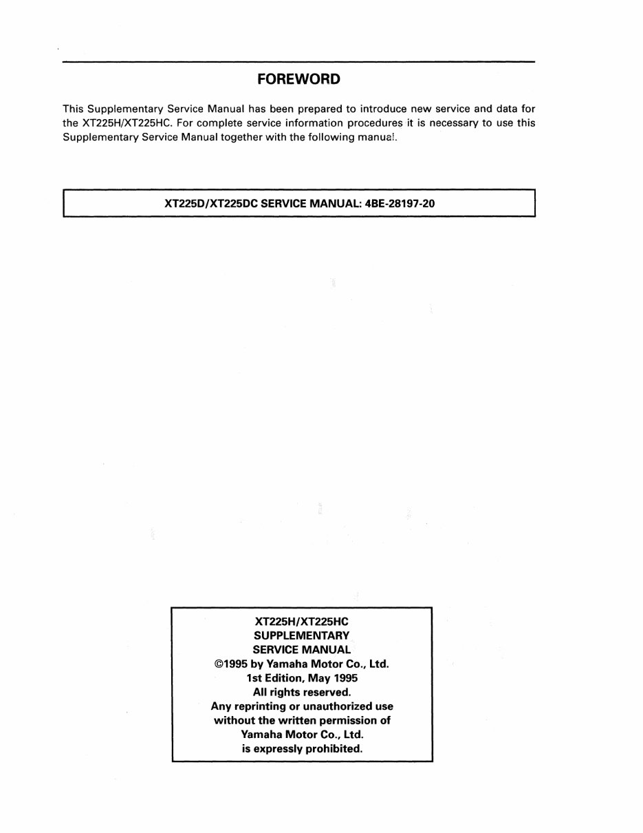 1992-2000 Yamaha XT225 SEROW Service Manual Repair Manuals -and- Owner's Manual, Ultimate Set preview img 3