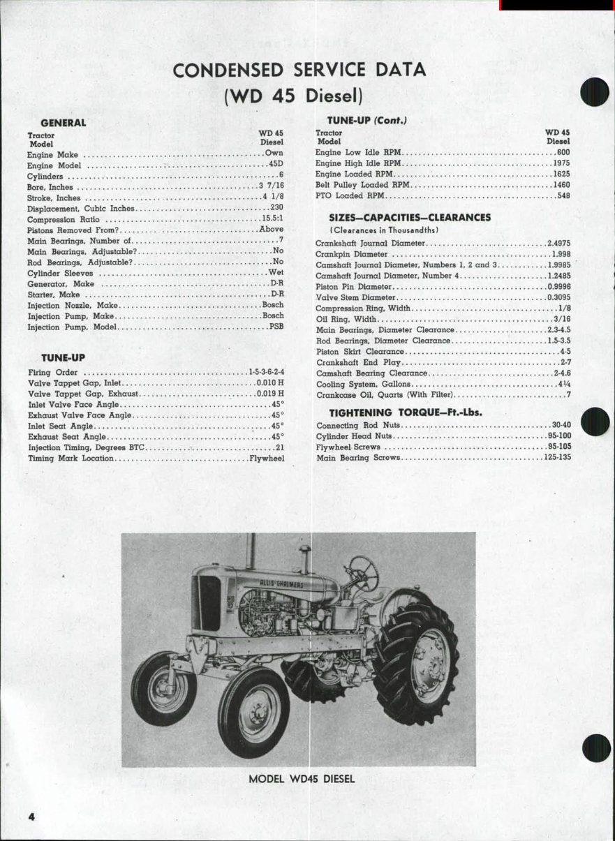 Allis Chalmers WD45 Tractor OEM Service & Repair Manual preview img 3