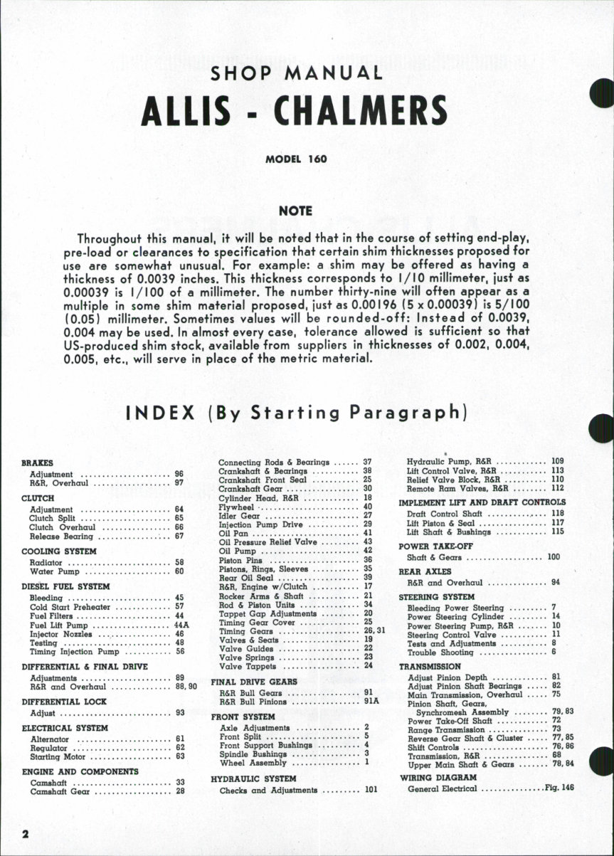 Allis Chalmers 160 Tractor Shop Service Repair Manual - INSTANT preview img 1
