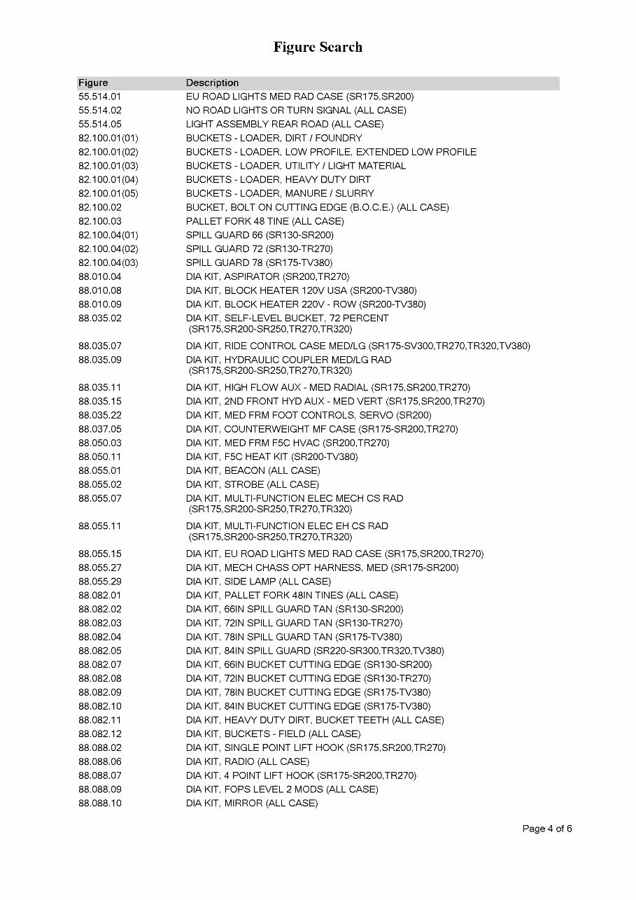 CASE SR200 Skid Steer Loader Parts Catalog Manual preview img 5