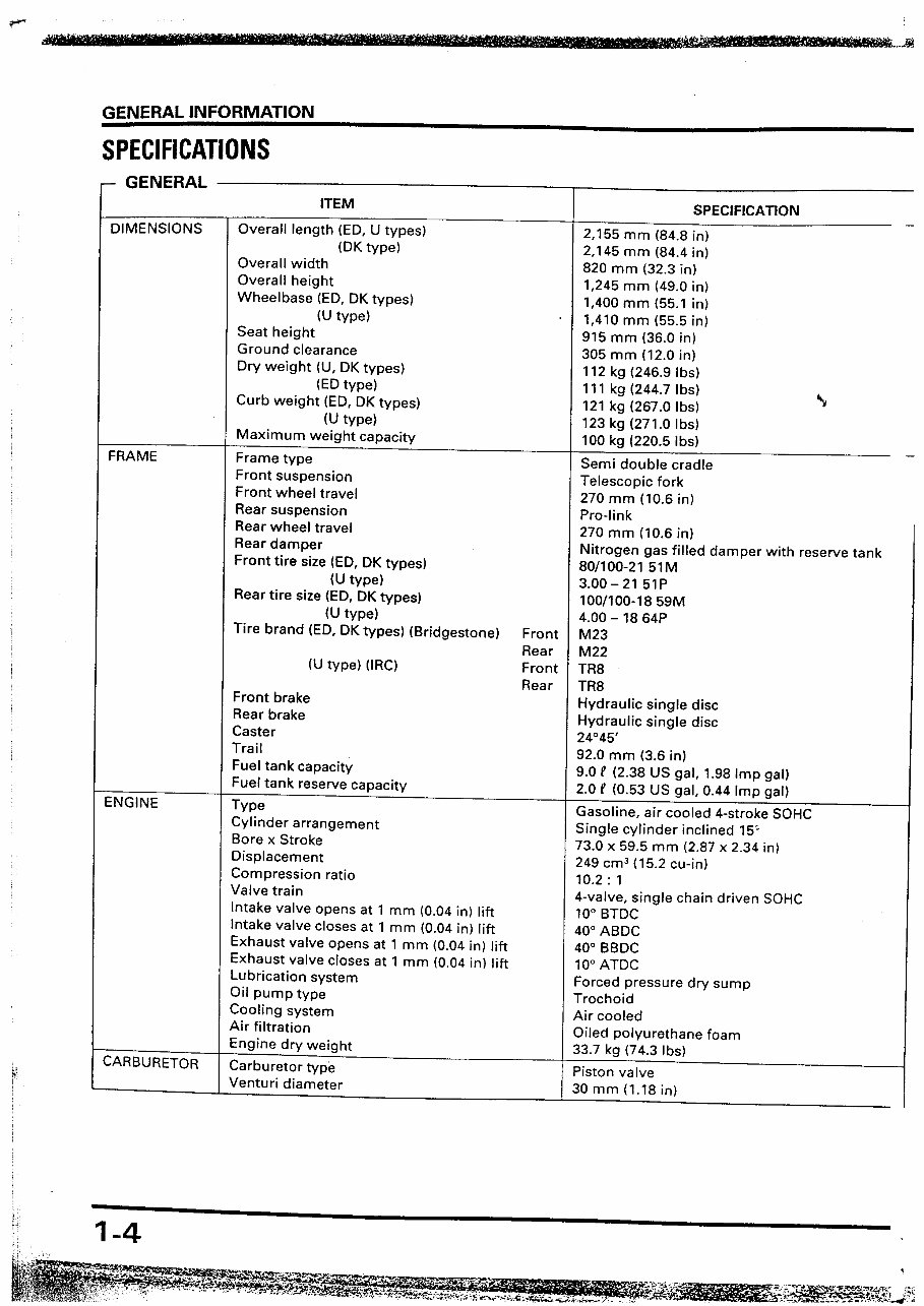 1996-2000 Honda XR250 Service & Repair Manual preview img 8