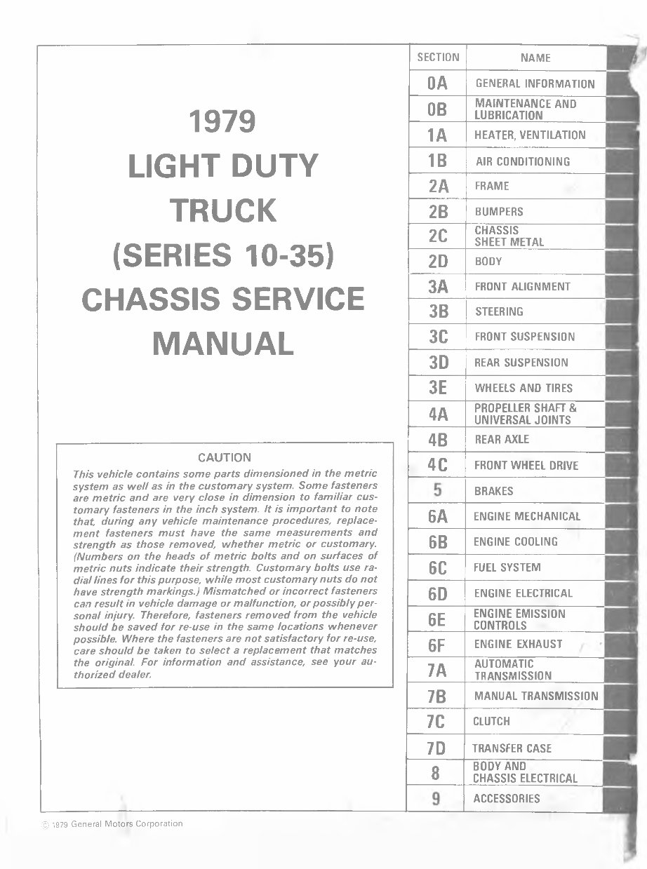 1978 Chevrolet Trucks Service & Repair Manual preview img 1