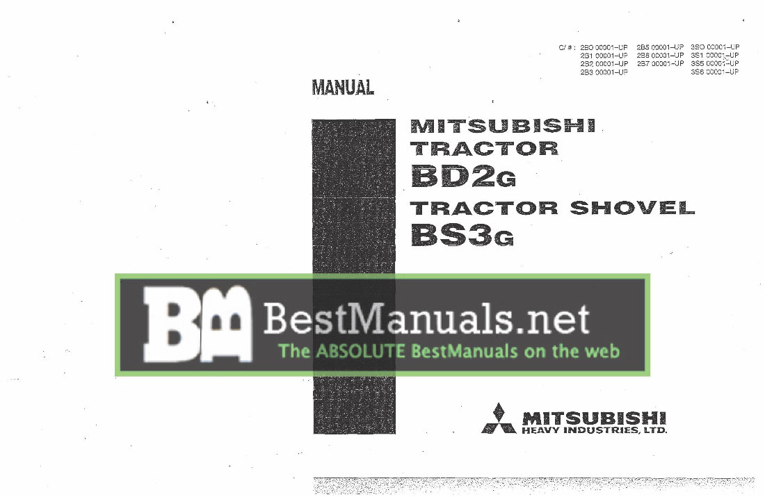 Mitsubishi BD2G Tractor BS3G Shovel Full Service & Repair Manual preview img 1