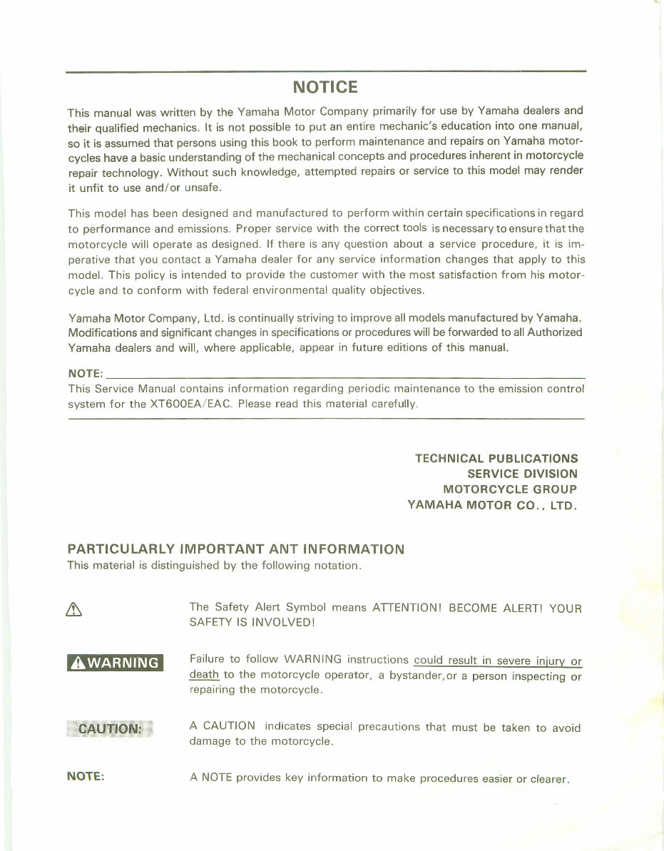 1990-1996 Yamaha XT600 XT600E Service Manual Repair Manuals -and- Owner's Manual, Ultimate Set preview img 2