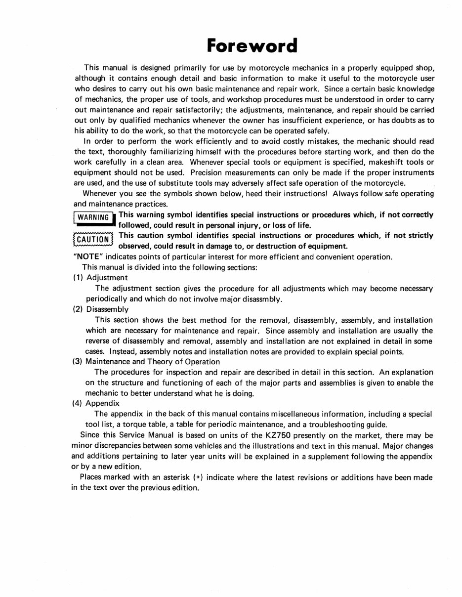 1976-1988 Kawasaki KZ750 Service & Repair Manual preview img 6