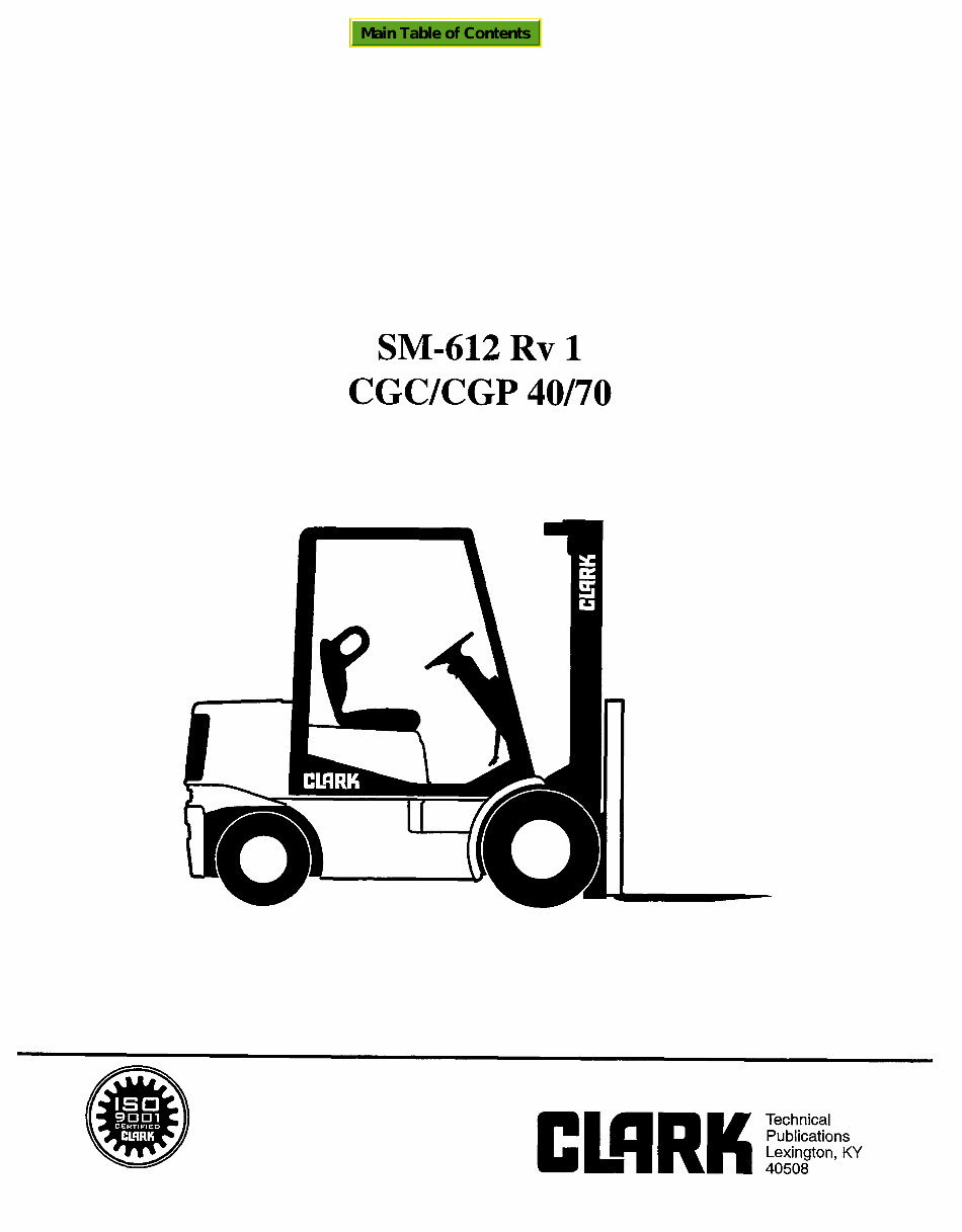 Clark CGC 40, CGC 70, CGP 40, CGP 70 Forklift Workshop Service Repair Manual preview img 1