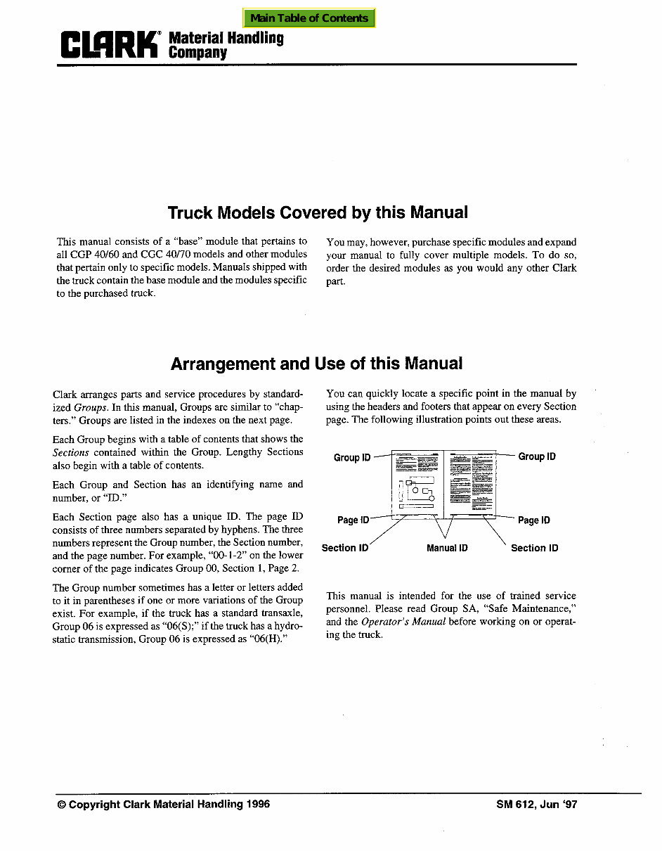 Clark CGC 40, CGC 70, CGP 40, CGP 70 Forklift Workshop Service Repair Manual preview img 2