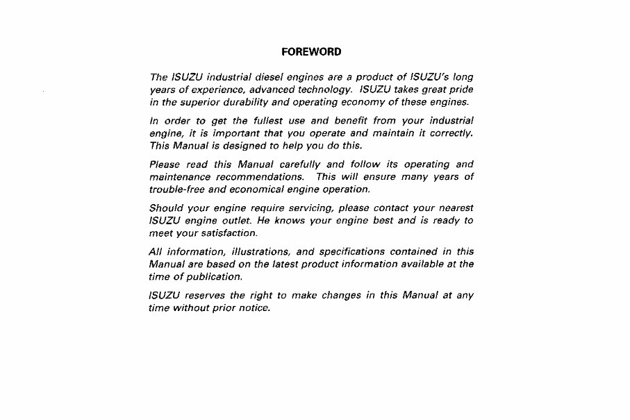 Isuzu 4LE1 Industrial Diesel Engine Service Repair Manual preview img 2