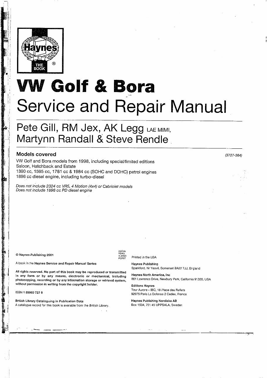 1998-2000 Volkswagen Golf & Bora Workshop Service Repair Manual preview img 3