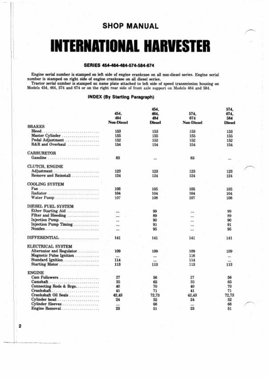 International Harvester 574 Tractor Service & Repair Manual preview img 2