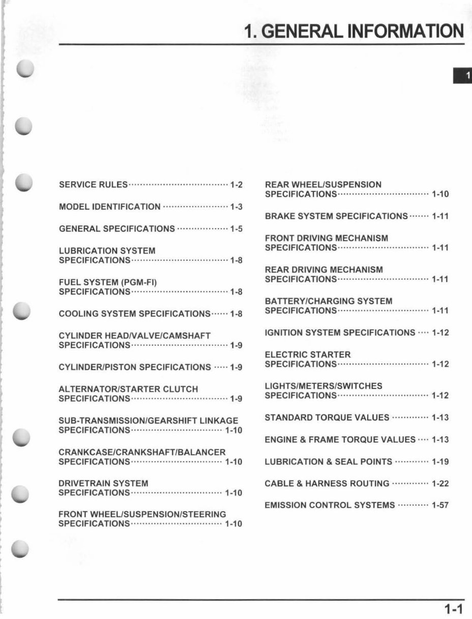 2006-2011 Honda Rincon 680 (TRX680FA / TRX680FGA) Service Repair Manual (Free Preview) preview img 7