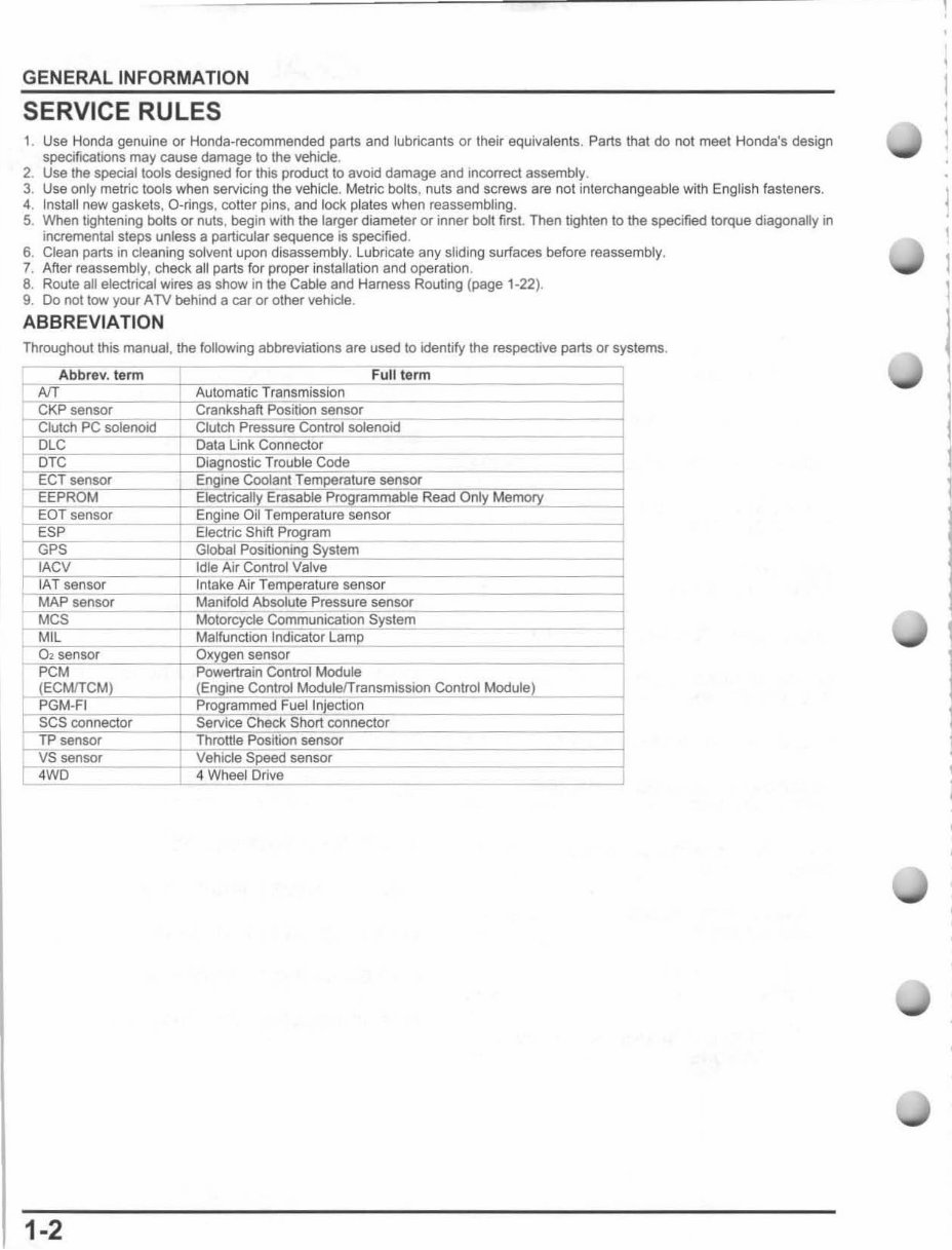 2006-2011 Honda Rincon 680 (TRX680FA / TRX680FGA) Service Repair Manual (Free Preview) preview img 8
