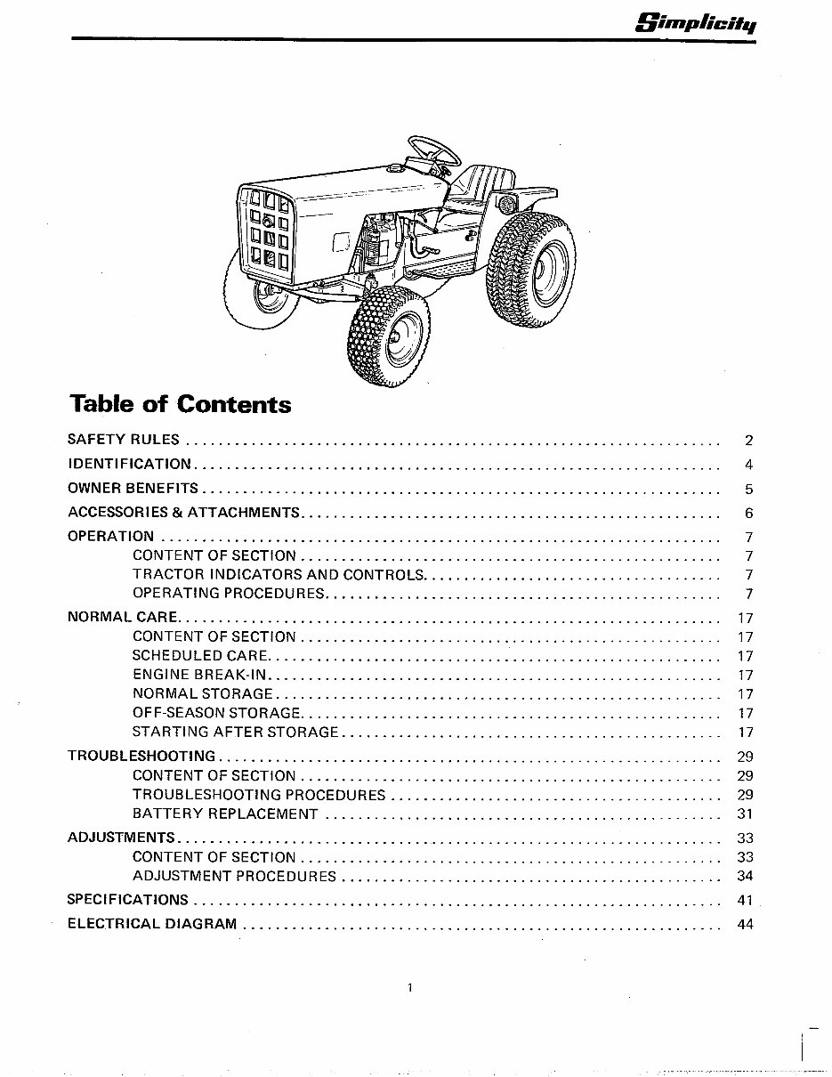 Simplicity 9020 Power Max Tractor Operators Owner Instruction Manual - IMPROVED - preview img 2