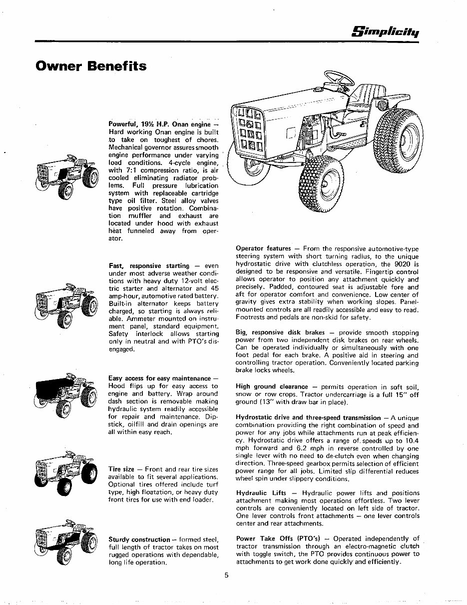 Simplicity 9020 Power Max Tractor Operators Owner Instruction Manual - IMPROVED - preview img 6