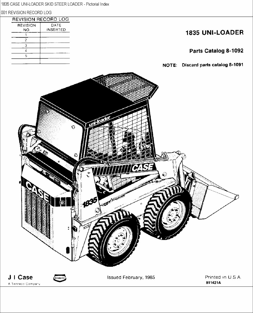 CASE 1835 Skid Steer Loader Parts Catalog Manual preview img 1
