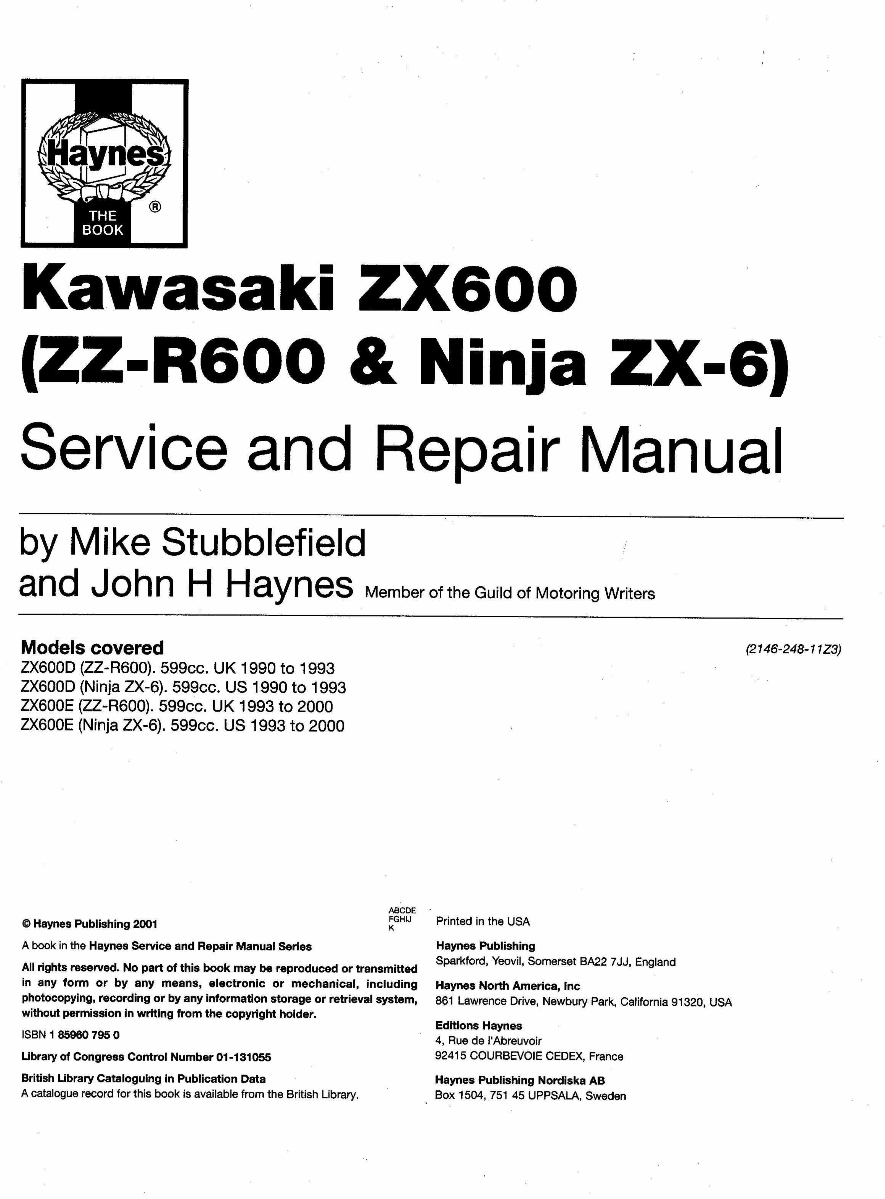 Kawasaki ZZR 600 Complete Service Repair Manual preview img 1