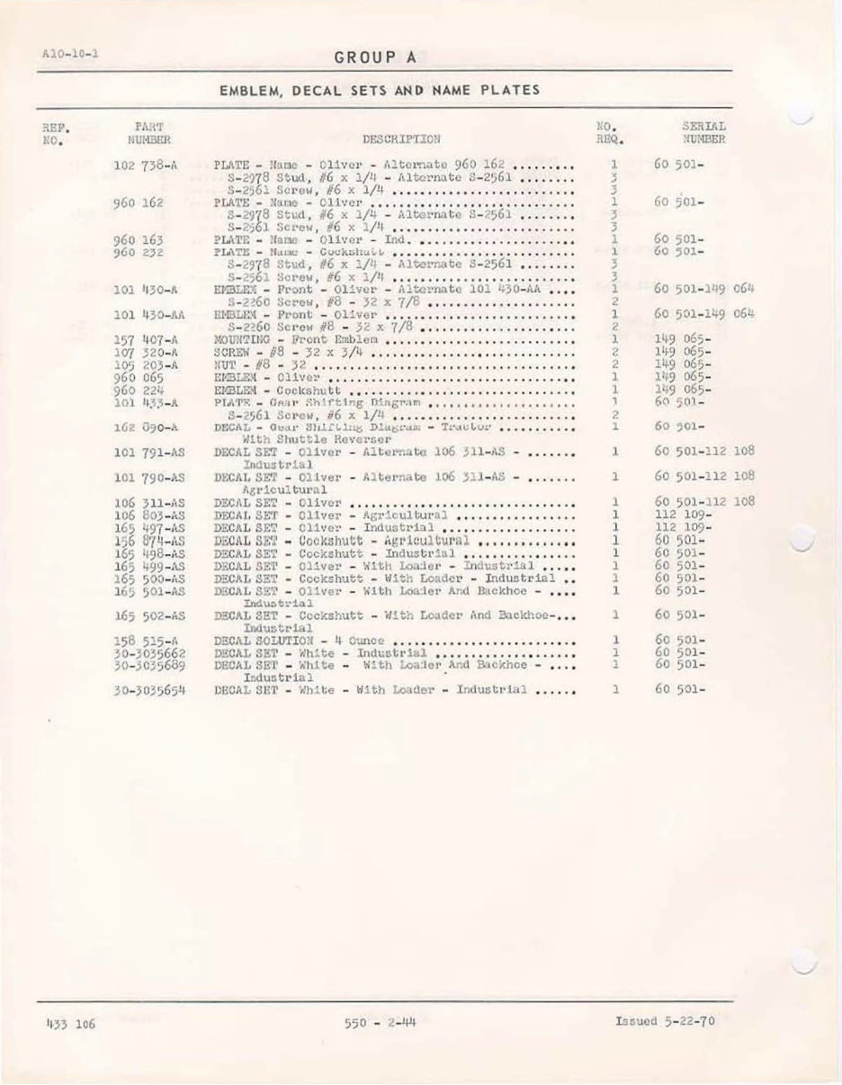 Oliver 550 Tractor Parts Manual Illustrated Parts Manual Catalog IPL IPC - preview img 6