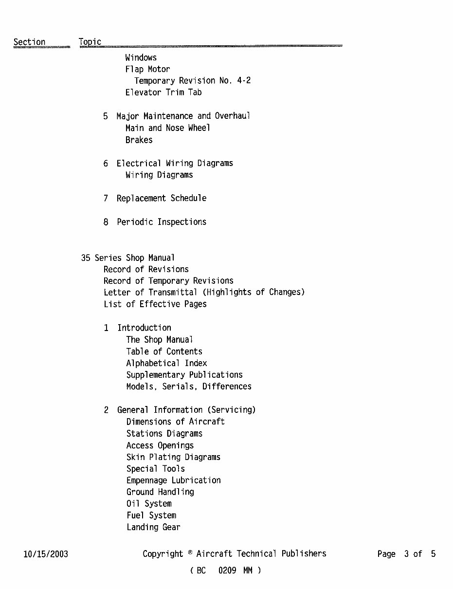 Beechcraft Bonanza 33/35 Series Aircrafts OEM Service & Repair Manual preview img 4