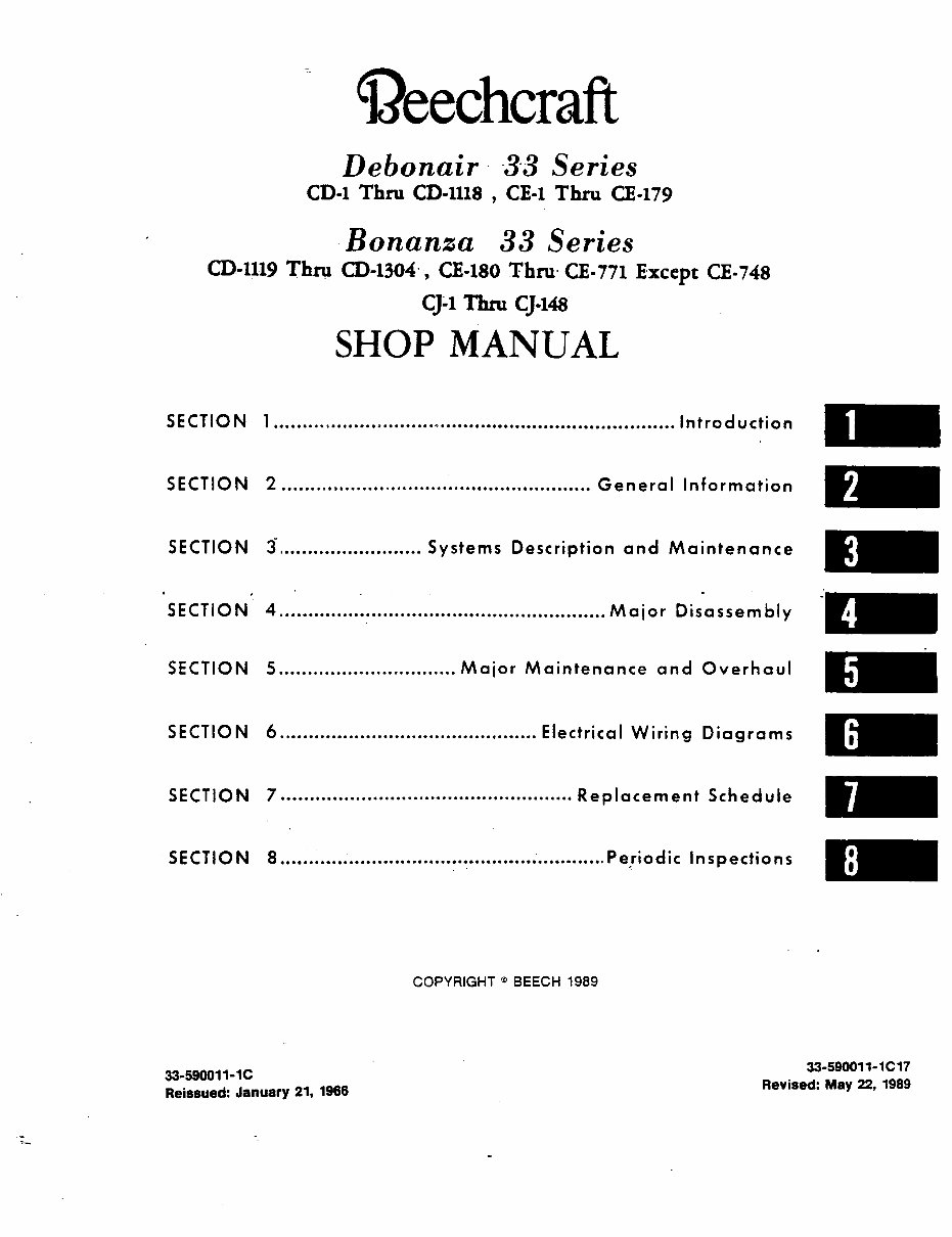 Beechcraft Bonanza 33/35 Series Aircrafts OEM Service & Repair Manual preview img 8