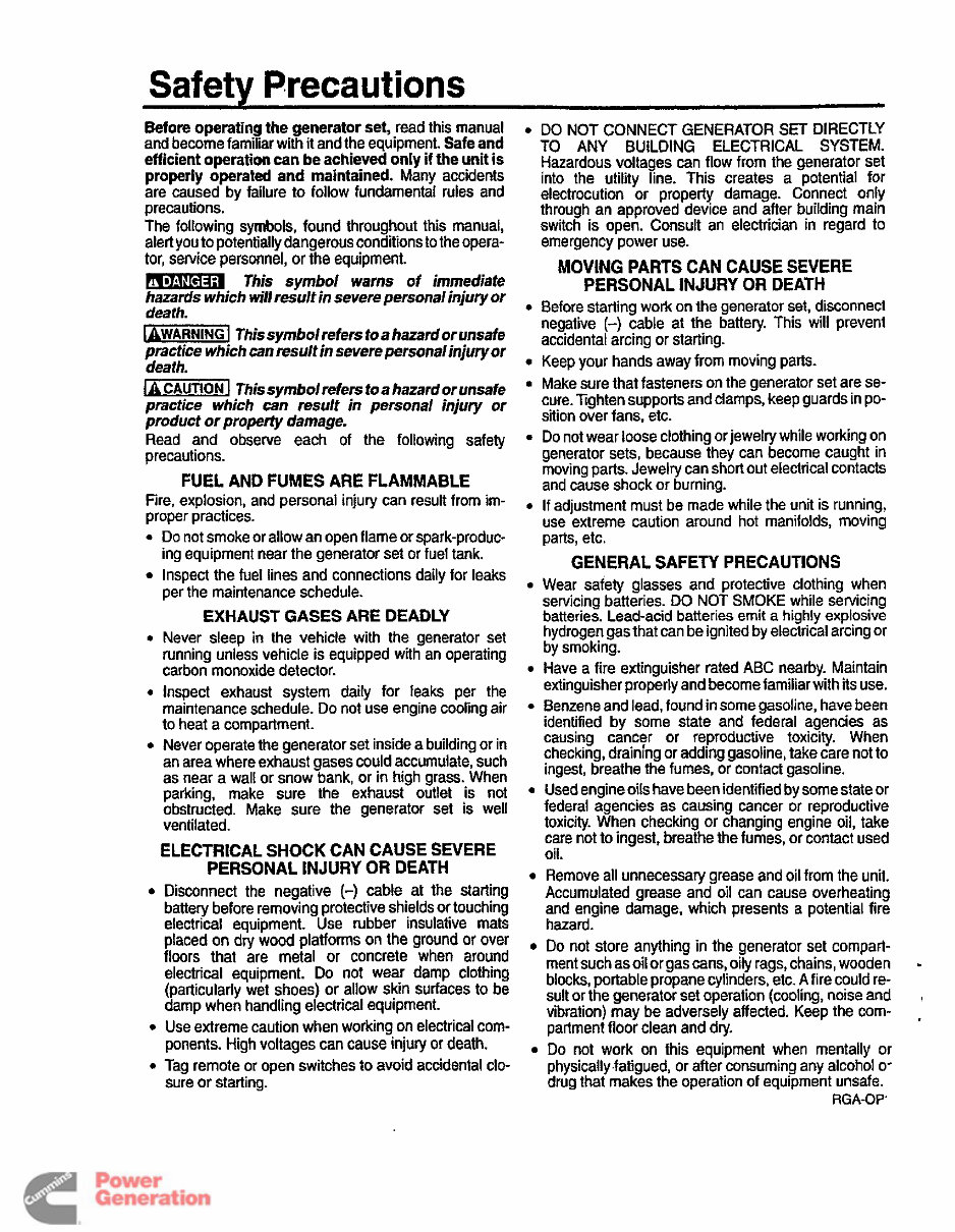 Onan DKC, DKD, MDKC, MDKD Service Manual Cummins Onan Generator Repair Book 981-0502 preview img 3