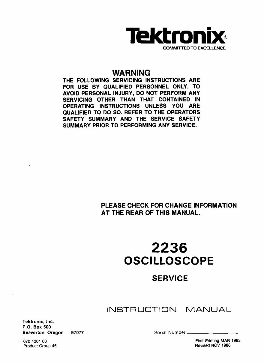 Tektronix 2236 Service Manual preview img 1