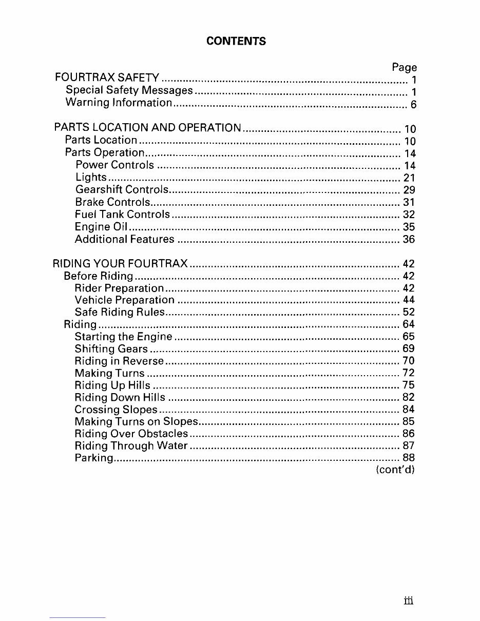 2001 Honda Fourtrax / Foreman S (TRX450S) Owners Manual preview img 5