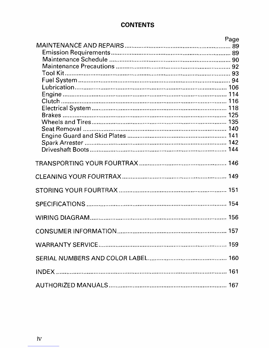 2001 Honda Fourtrax / Foreman S (TRX450S) Owners Manual preview img 6