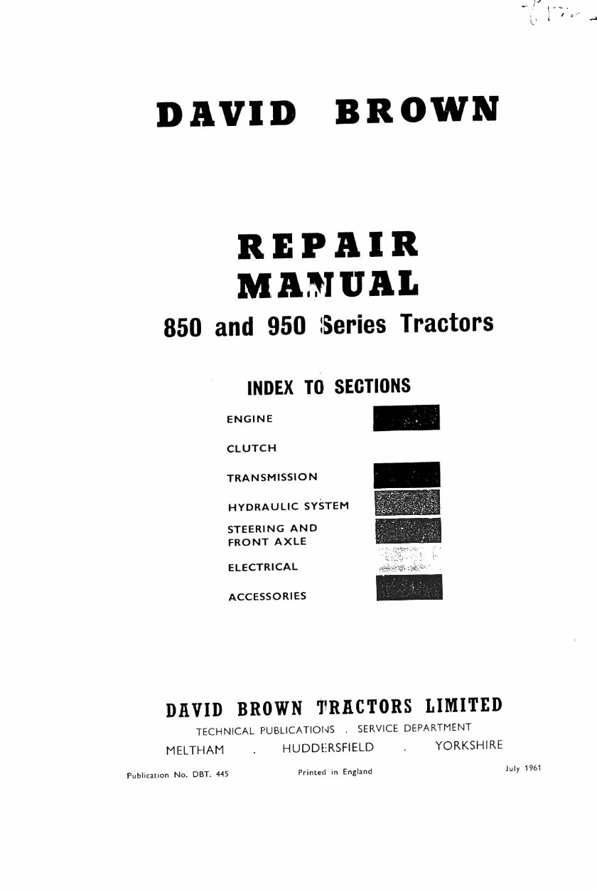David Brown 850 880 950 990 Series Implematic Tractor Complete Workshop Service Repair Manual preview img 1
