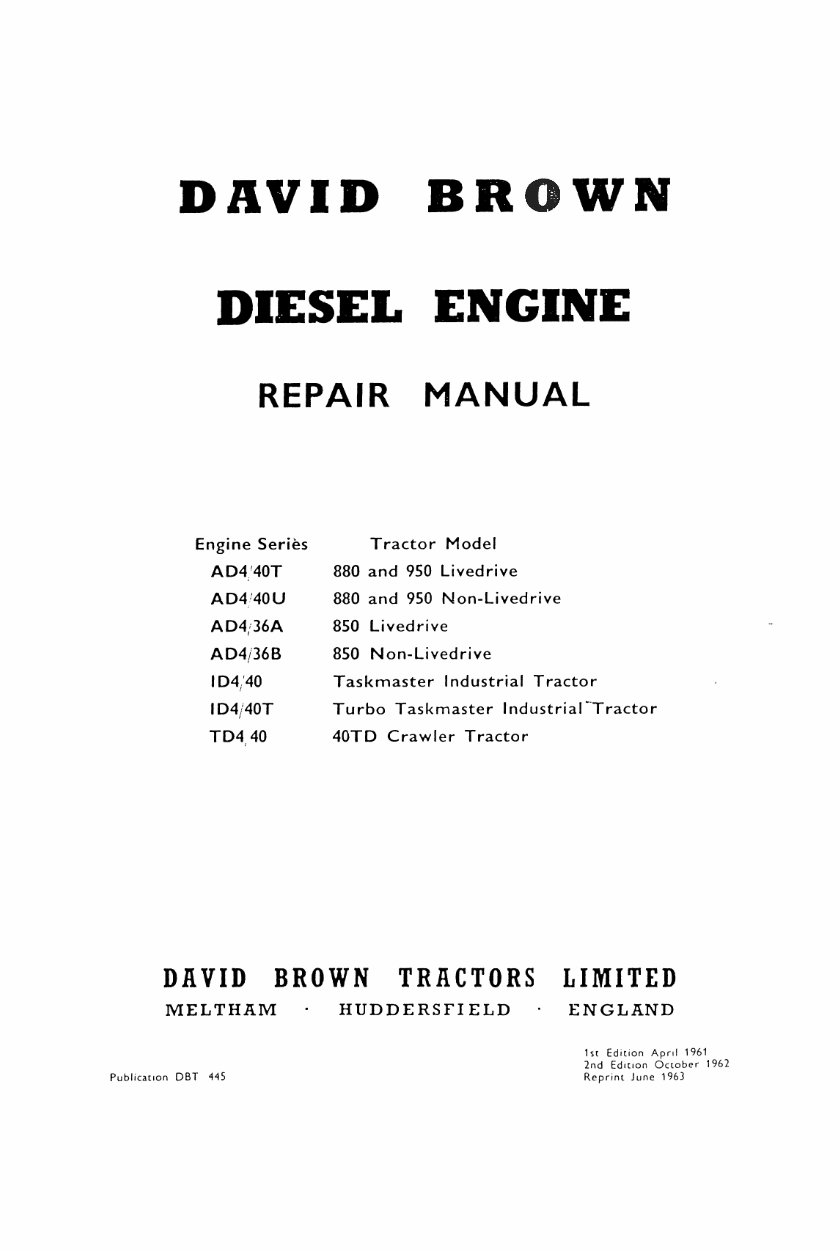 David Brown 850 880 950 990 Series Implematic Tractor Complete Workshop Service Repair Manual preview img 5