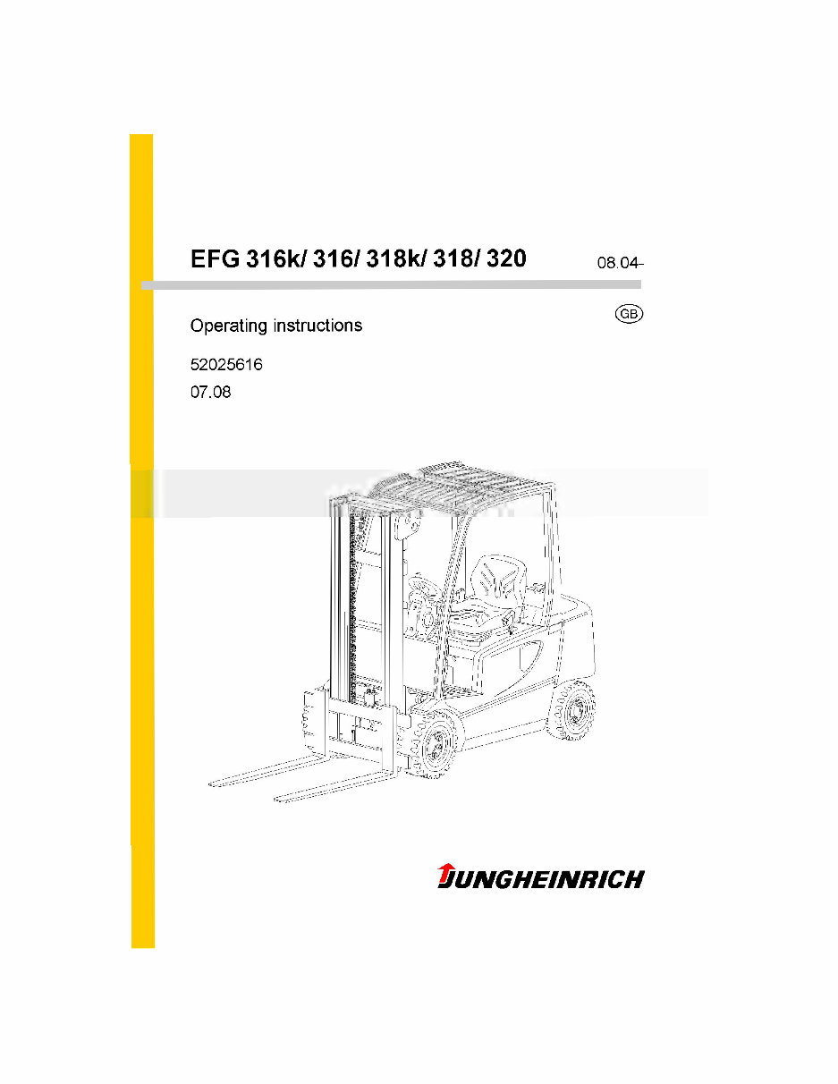 Jungheinrich Electric Lift Truck EFG 316, EFG 318, EFG 320 (08.2004-12.2008) Workshop Service Manual preview img 3
