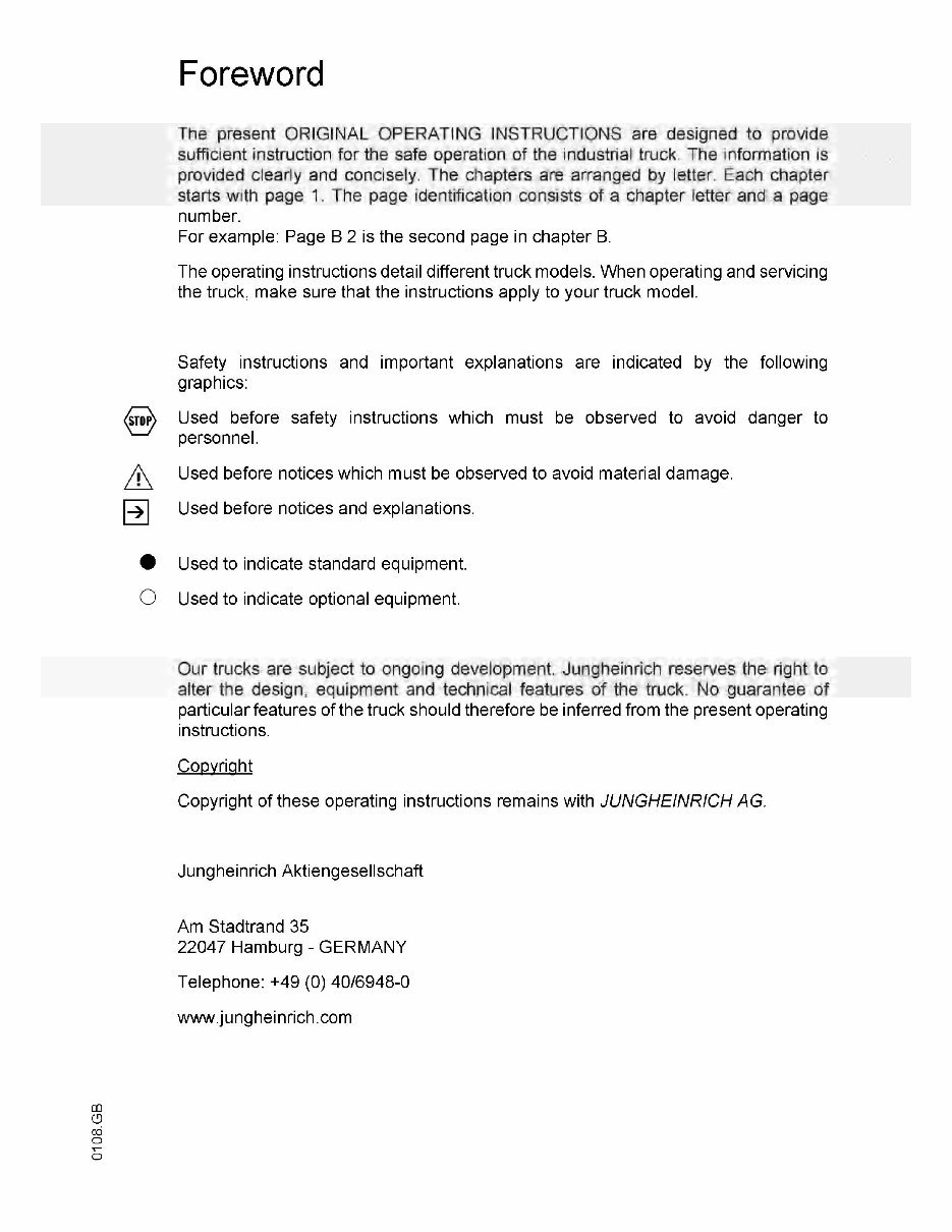 Jungheinrich Electric Lift Truck EFG 316, EFG 318, EFG 320 (08.2004-12.2008) Workshop Service Manual preview img 4