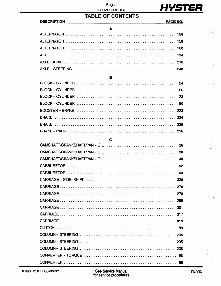 Hyster Challenger F005 (H70XL, H110XL, H90XLS) Forklift Parts Manual preview img 3