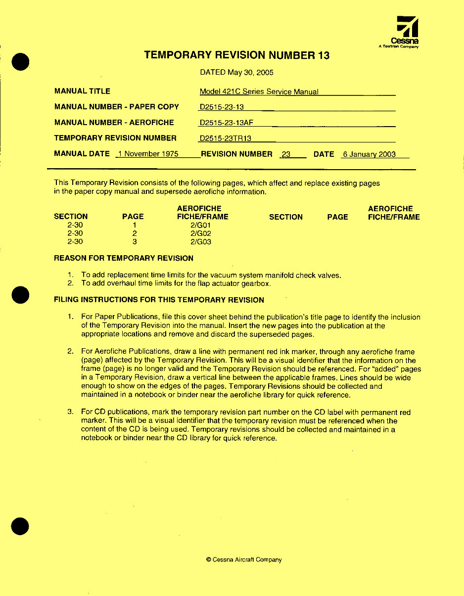 CESSNA AIRCRAFT 421C C421C GOLDEN EAGLE POH-AFM preview img 2