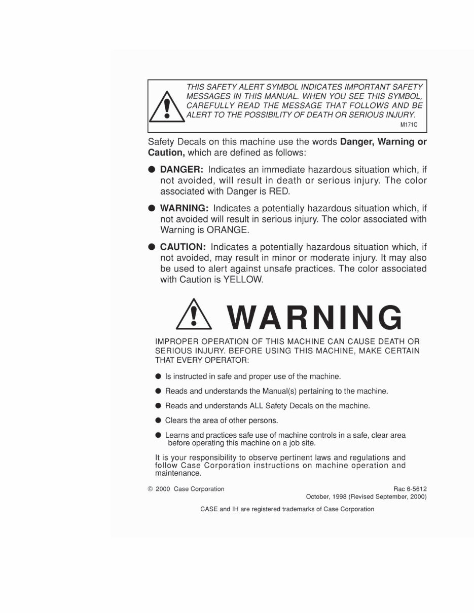 CASE IH 2388 Combine Operators Manual #1 preview img 2