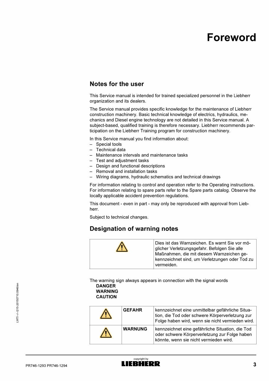 Liebherr PR746 - 1293, PR746 - 1294 Crawler Dozer Service Repair Workshop Manual preview img 3