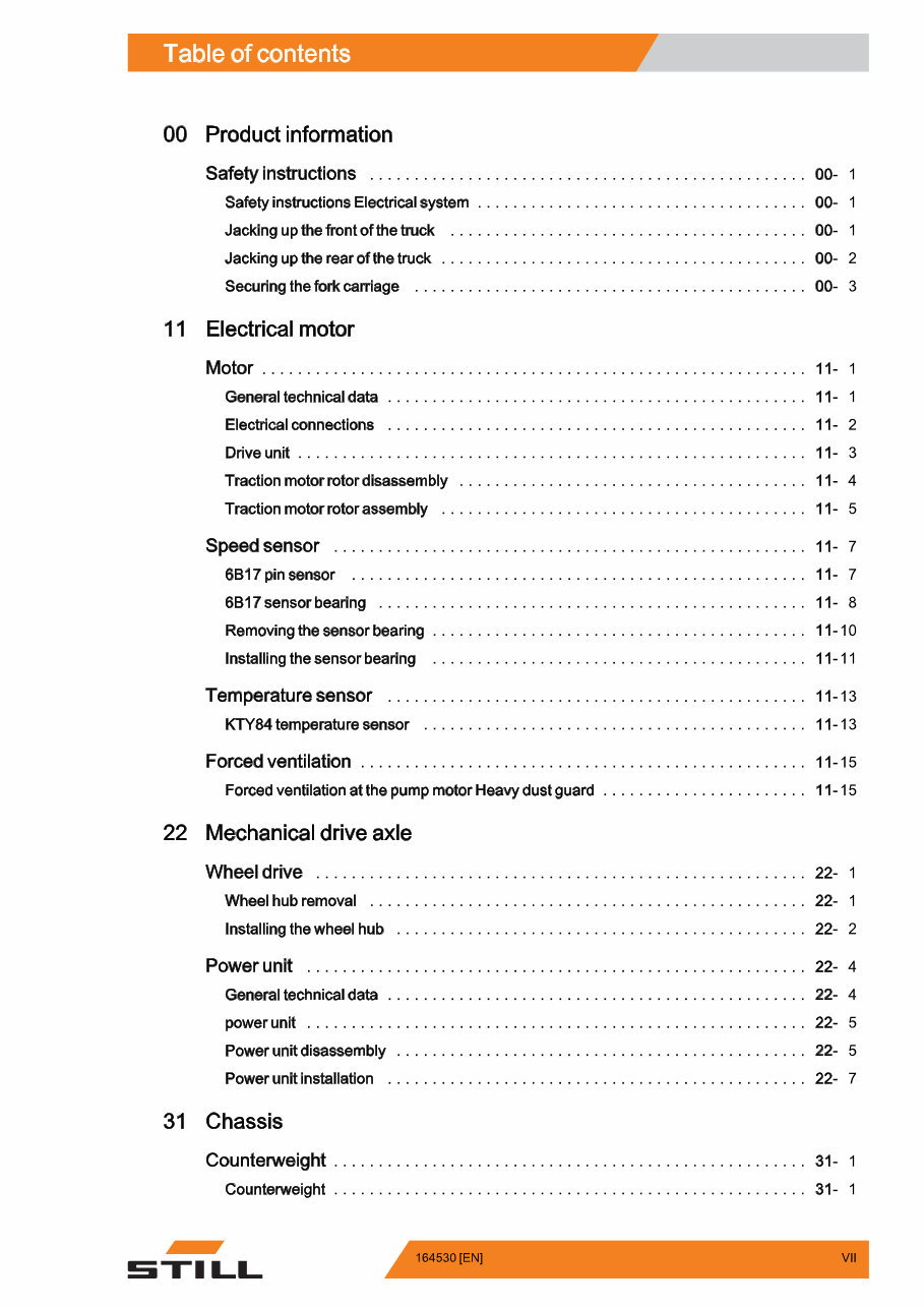 Still RX50-10, RX50-13, RX50-15, RX50-16 Electric Forklift Truck Service Repair Workshop Manual preview img 7
