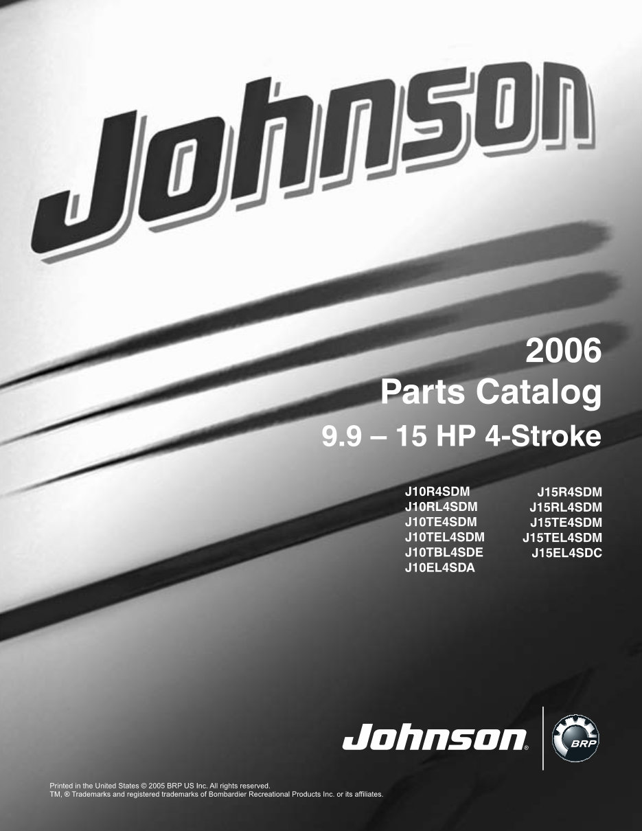 2006 Johnson Evinrude 9.9HP-15HP 2-Stroke Outboard Parts Catalog Manual preview img 1