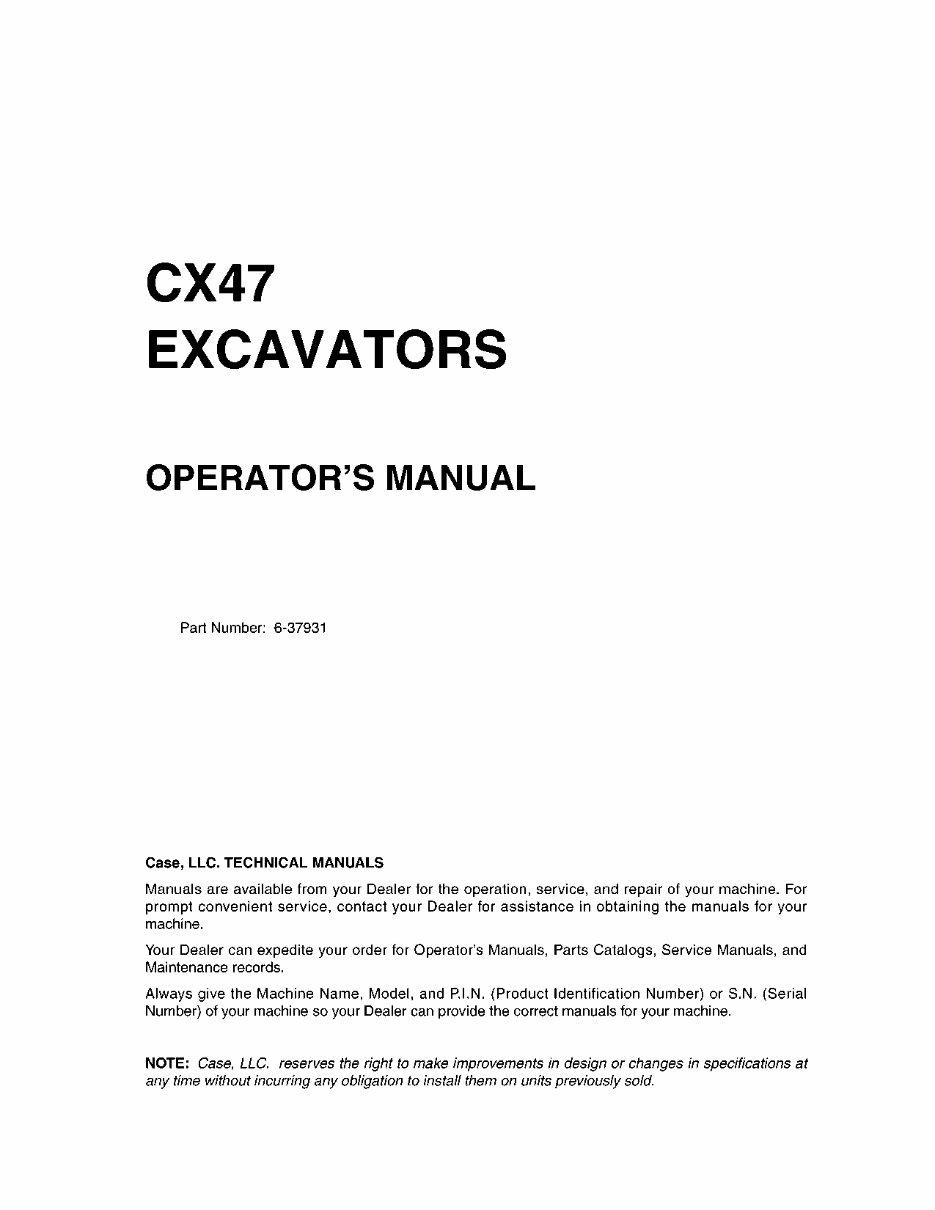 CASE CX47 Mini Hydraulic Excavator Operators Manual preview img 2