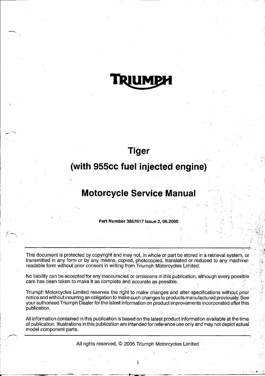 TRIUMPH TIGER 955CC 955I FUEL INJECTED Full Service & Repair Manual 2005-2006 preview img 2