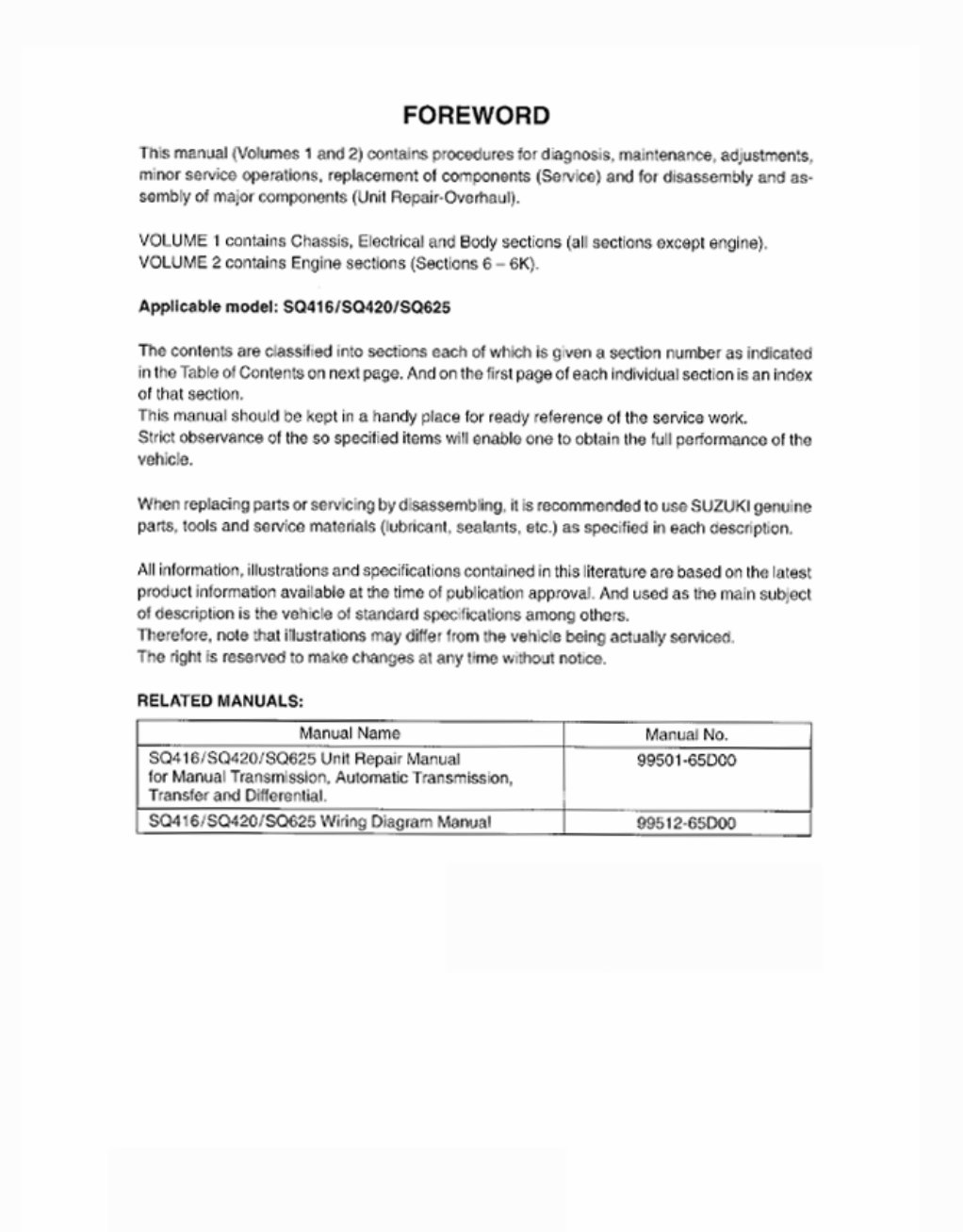 Suzuki Samurai SJ Service Factory Workshop Manual preview img 2