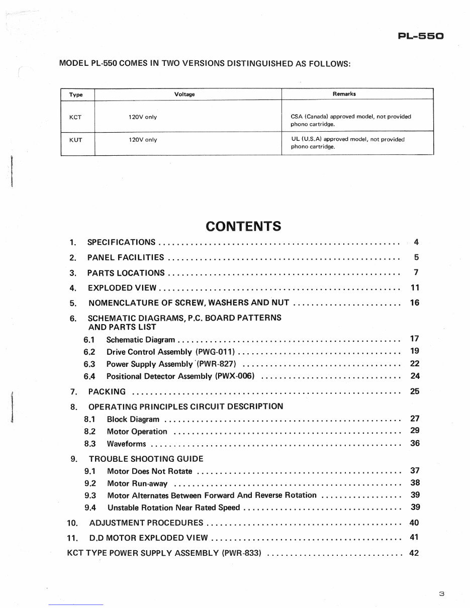 PIONEER PL-550 DIRECT DRIVE TURNTABLE Service Manual preview img 2