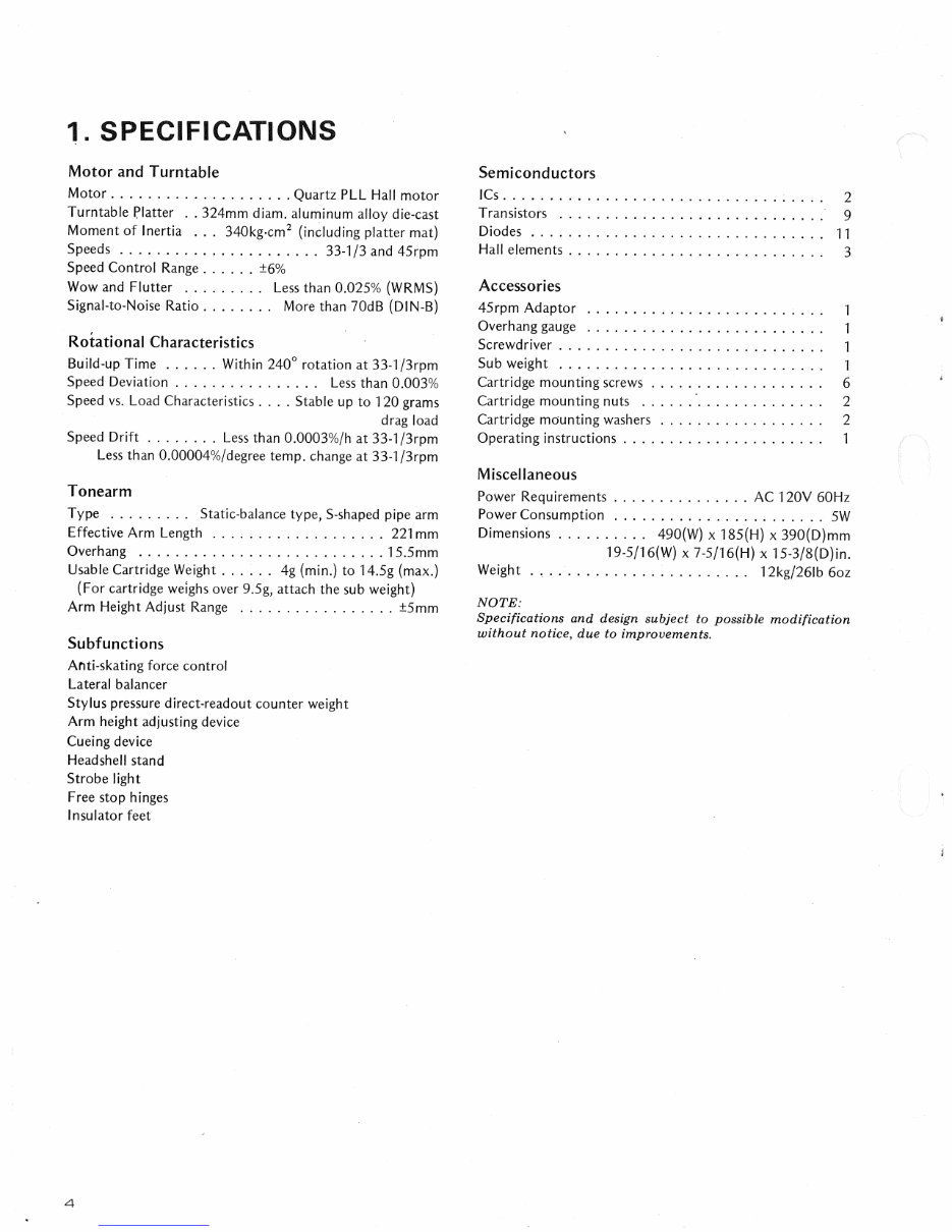 PIONEER PL-550 DIRECT DRIVE TURNTABLE Service Manual preview img 3