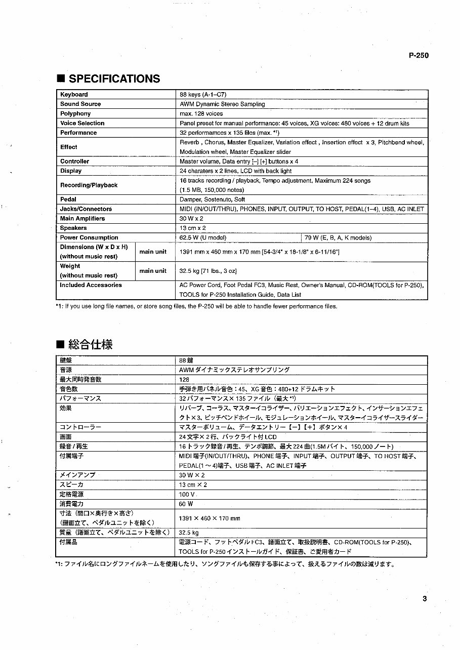 Yamaha p-250 p250 piano complete service manual preview img 3